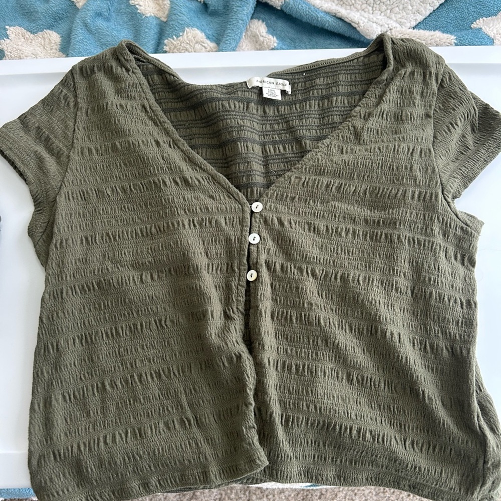 American Eagle Outfitters Green Crop Blouse